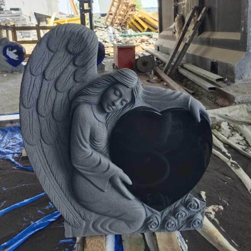 hsn-jet-black-granite-heart-monument-angel